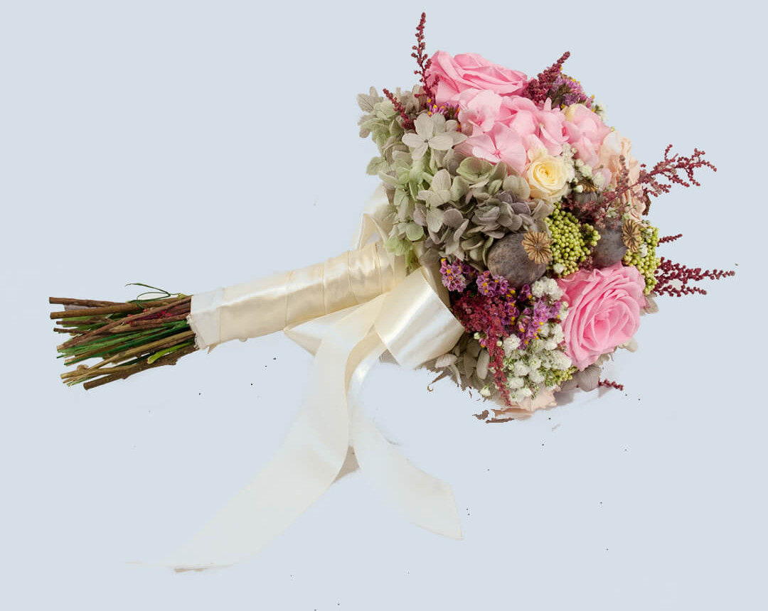 ramo de novia de flores preservadas.