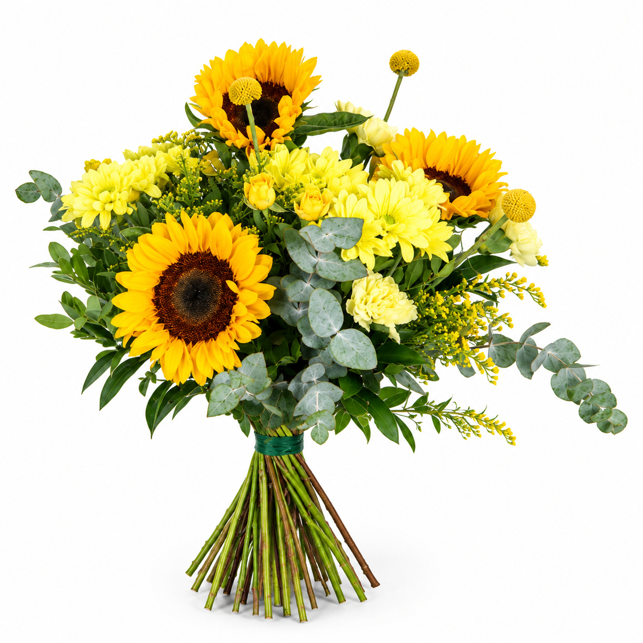 Ramo especial de flores amarillas. Lleva girasol y margaritas.